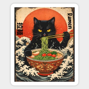 Samurai Ramen Cat – Japanese Wave Art Feline Design Sticker